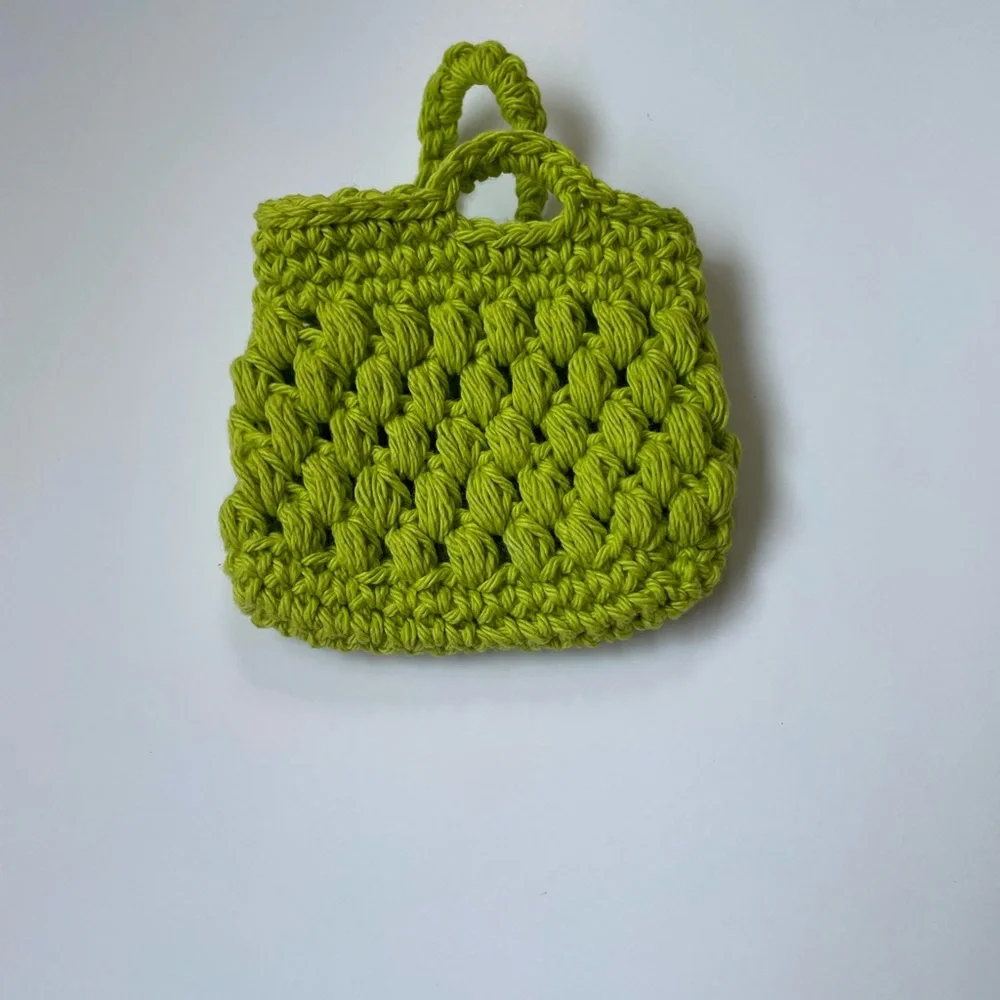 Handmade crochet soap saver + washcloth 100% cotton in light green